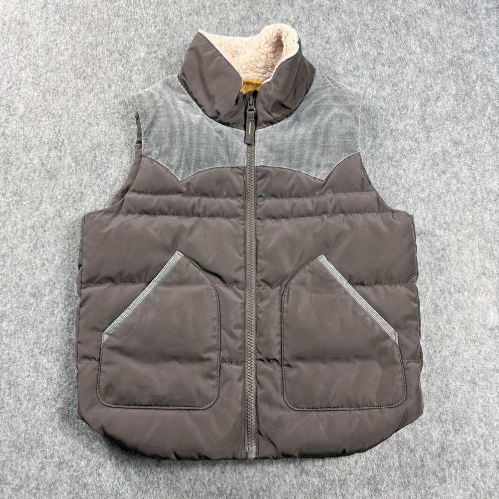 UNIQLO Kids Down Feather Puffer Vest Size 130 7-8 Gray Black Fleece